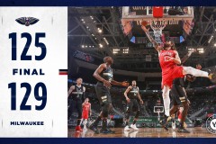 雄鹿129-125险胜鹈鹕迎四连胜 字母哥38+10锡安34分