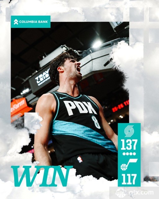 开拓者主场137-117大胜爵士