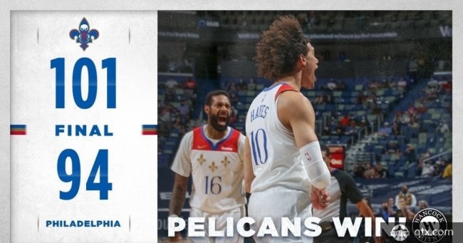 鹈鹕101-94力克76人