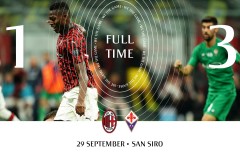 AC米兰1-3不敌佛罗伦萨 穆萨基奥染红 里贝里破门