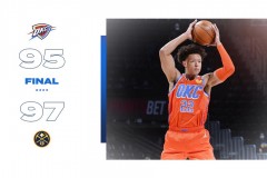 掘金97-95险胜雷霆迎两连胜 约基奇准三双穆雷22分