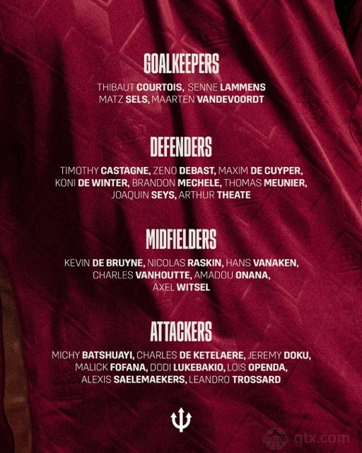 比利时最新一期国家队大名单