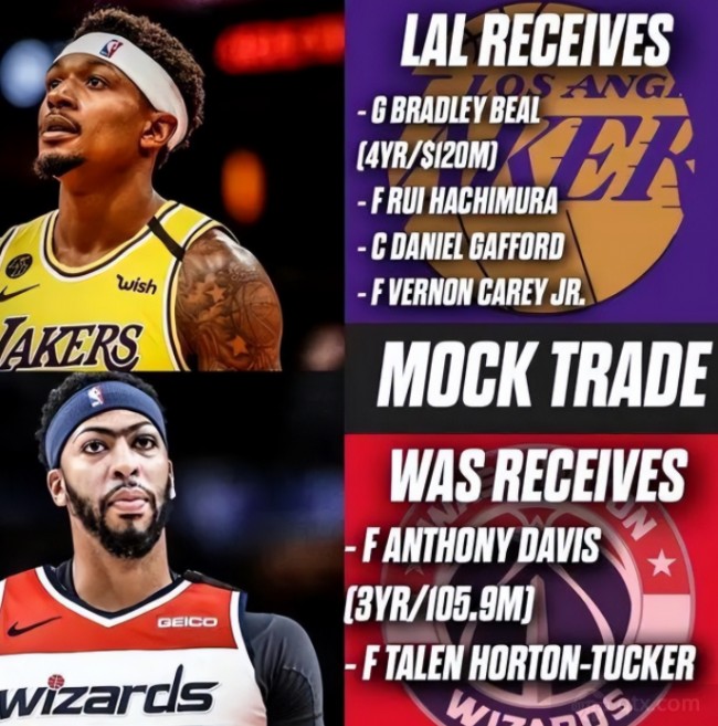 美媒曝湖人2换4交易方案 詹姆斯有望联手比尔