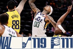 爵士119-111逆转步行者 米切尔伤退戈贝尔13+23