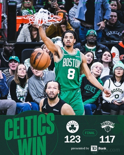 凯尔特人主场123-117力克尼克斯