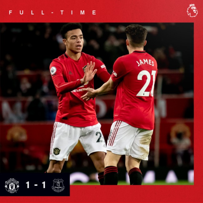 英超曼联1-1埃弗顿 林德洛夫乌龙格林伍德救主