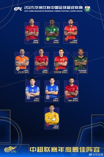 2025赛季中超最佳阵容出炉