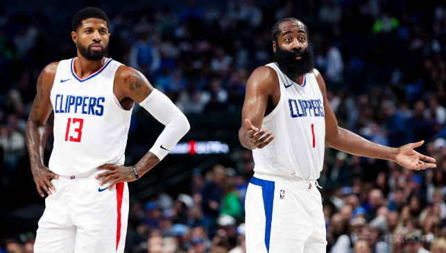 快船球员保罗·乔治、詹姆斯·哈登