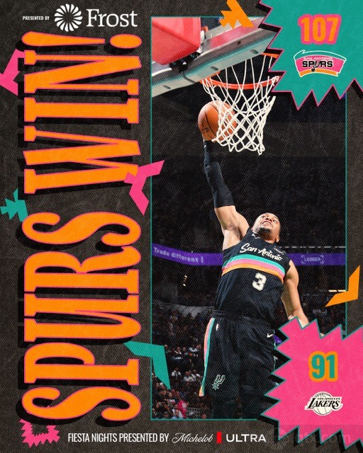 湖人客场91-107不敌马刺