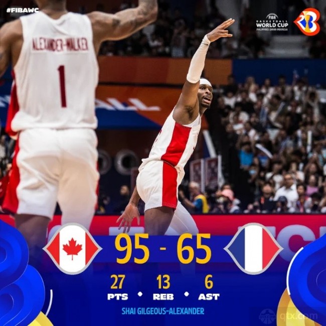 加拿大男篮大胜法国男篮