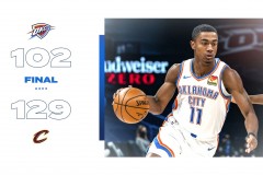 骑士129-102大胜雷霆迎两连胜 骑士三人得分上20