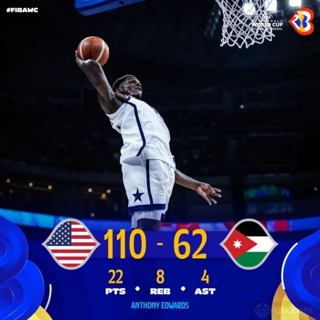 美国男篮大胜约旦男篮