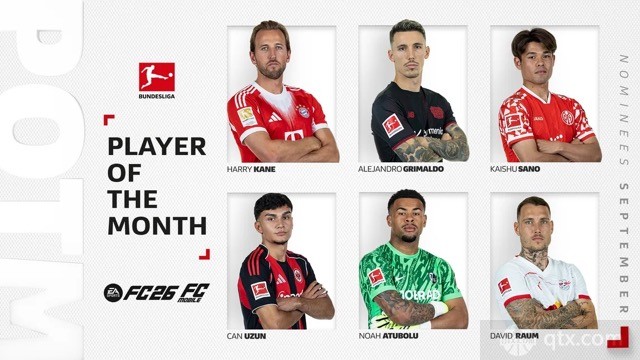 德甲官方9月最佳球员候选