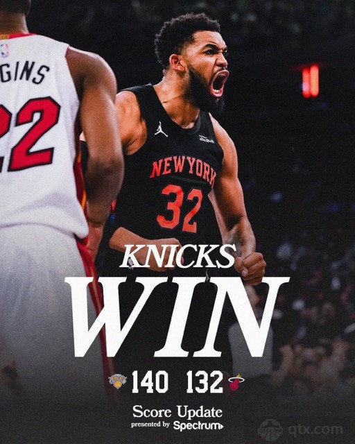 尼克斯主场140-132战胜热火