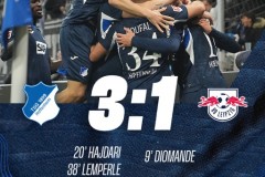 德甲霍芬海姆3-1RB莱比锡 哈伊达里破门 伦佩尔、普罗梅尔建功