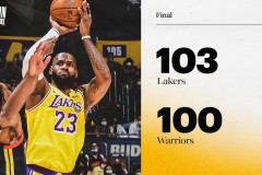 湖人103-100险胜勇士 詹姆斯砍三双率湖人闯入季后赛