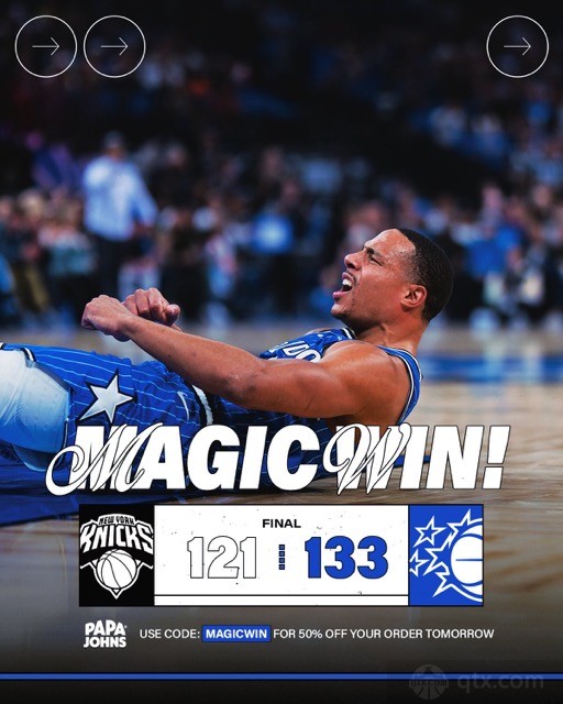 尼克斯客场121-133不敌魔术