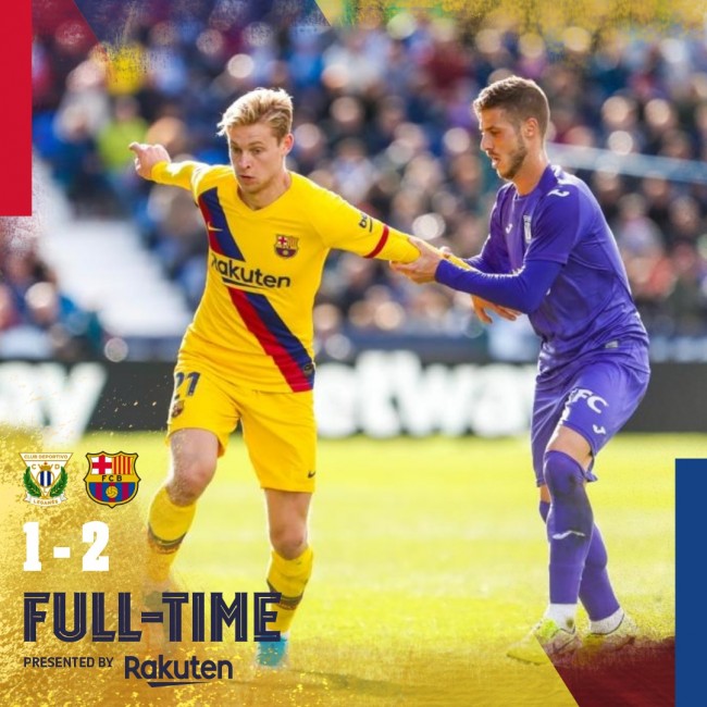 巴萨2-1逆转莱加内斯 梅西神级助攻比达尔绝杀