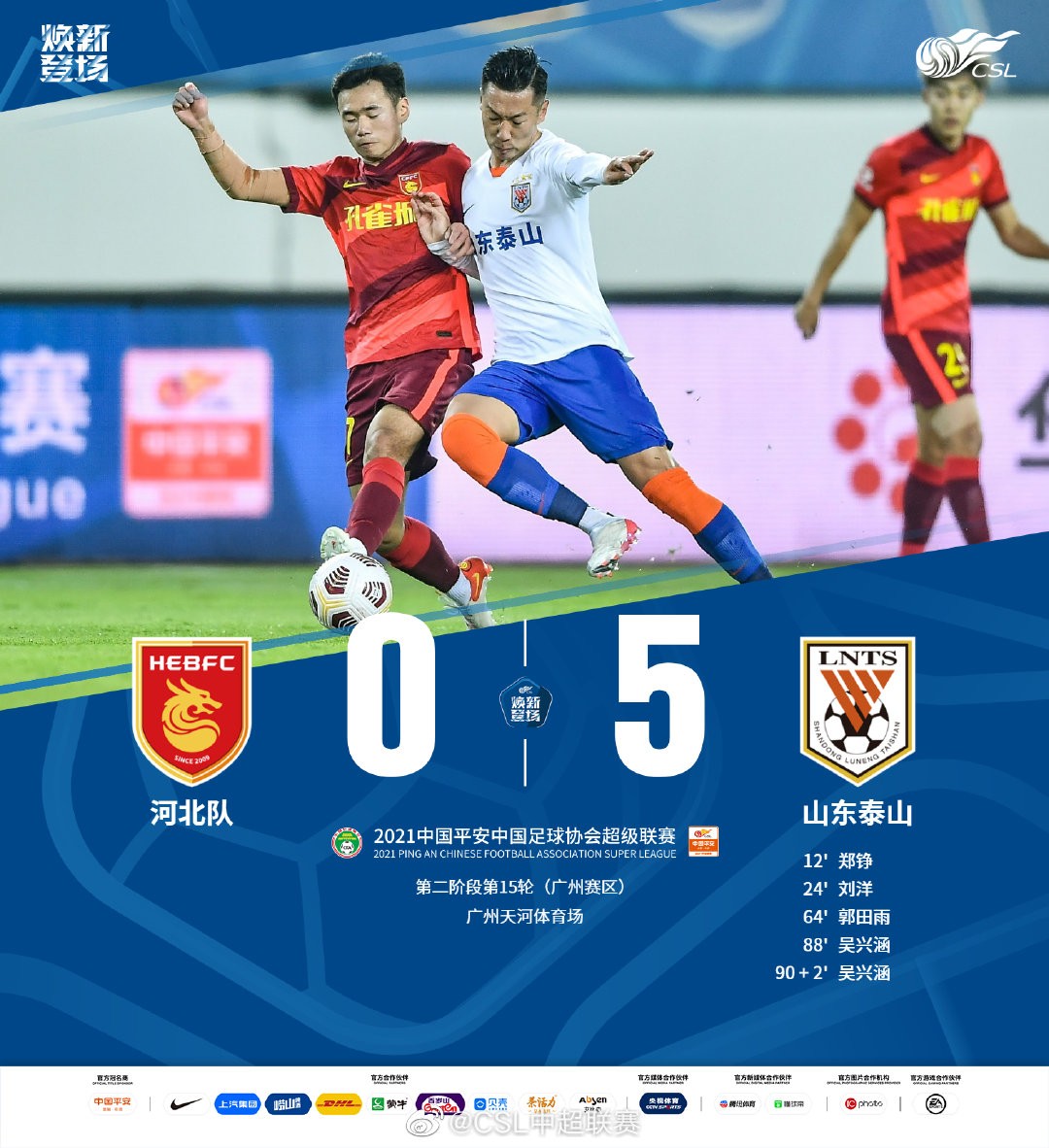 山东5-0大胜河北