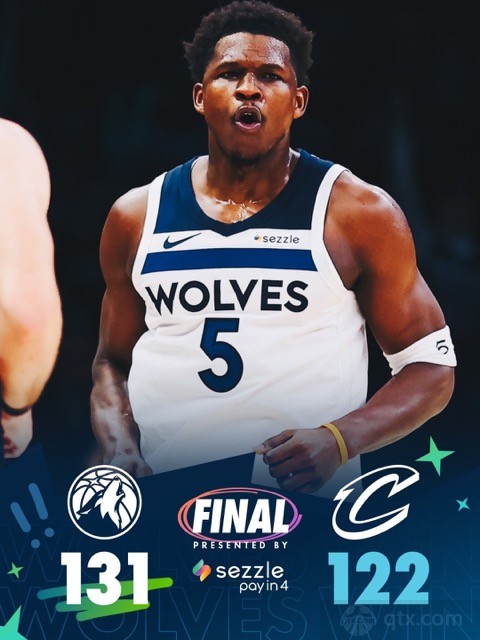 森林狼4人20+主场131-122力克骑士