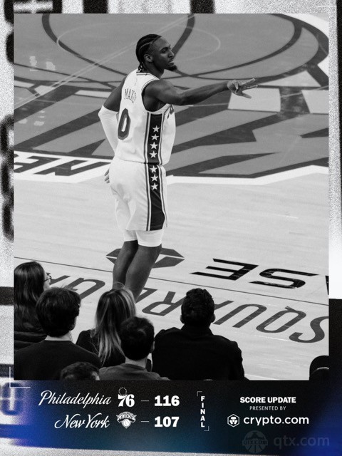 尼克斯4人得分20+主场107-116不敌76人