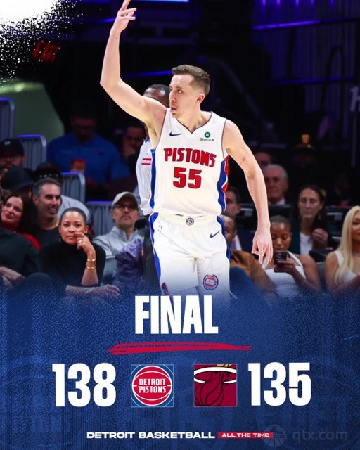 活塞客场138-135力克热火