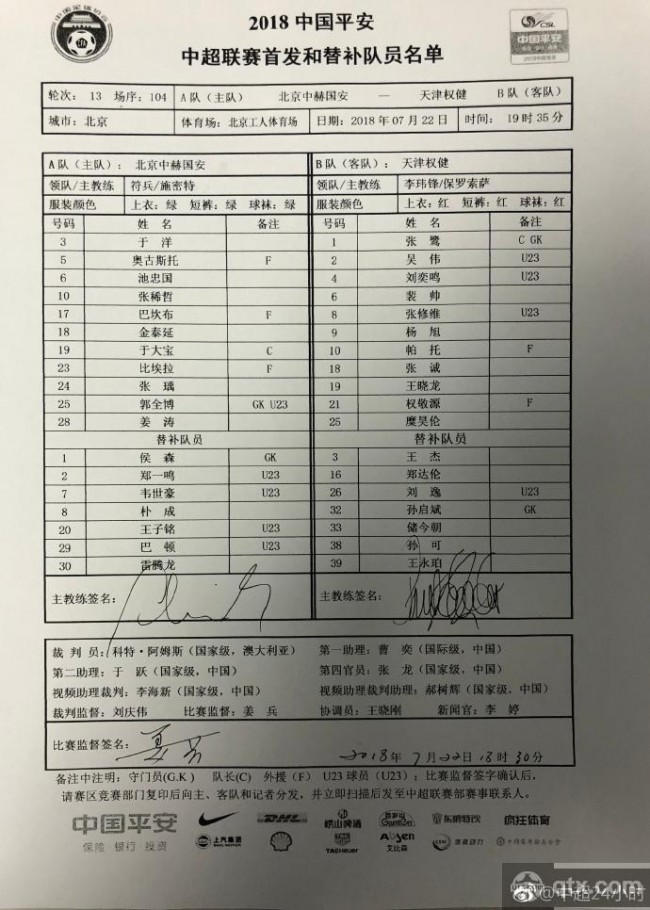 国安vs权健 新京津德比